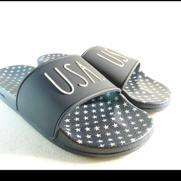 Rae Dunn Shoes - Rae Dunn Women shoes sandals Blue Slide Wedge Size 9 SKU 10608 NEW